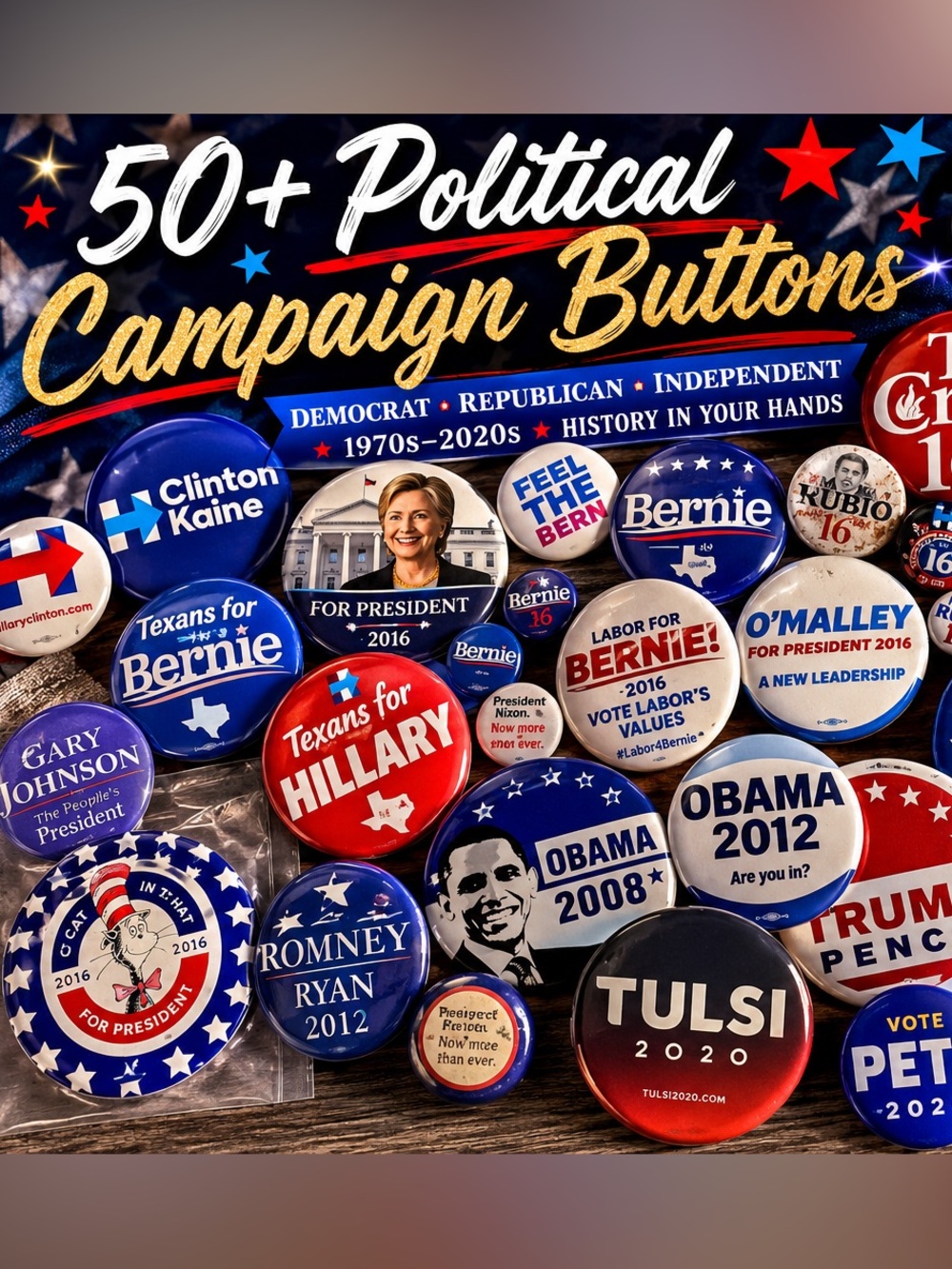 Authentic Campaign Button Collection
